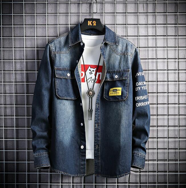 新入荷新品メンズ デニムシャツ シャツ 長袖シャツ カジュアルシャツ アウター ジャンパー 色*サイズ選択可 ダークブルー M拍卖