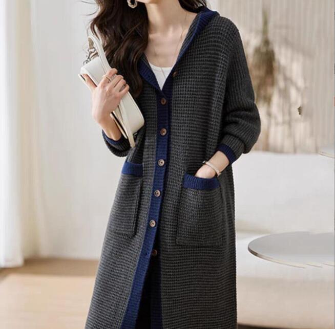 新入荷新品秋冬カーディガンロング丈羽織長袖ゆったりニットロングカーディガン ケーブル編み 厚手 前開き コート きれいめ ベージュ 3色拍卖