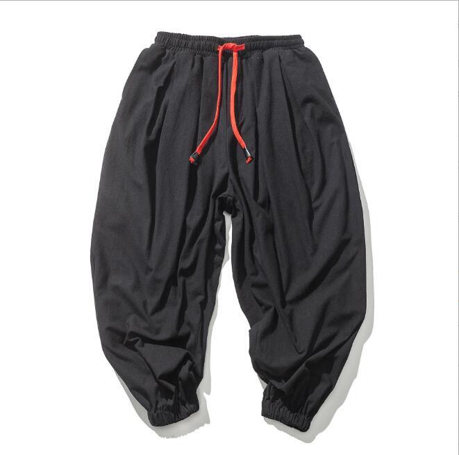 新入荷イージーパンツ ズボン 長ズボン パンツ ワイドパンツ ゆったりパンツ カジュアルパンツ 亜麻 ブラック 4XL拍卖