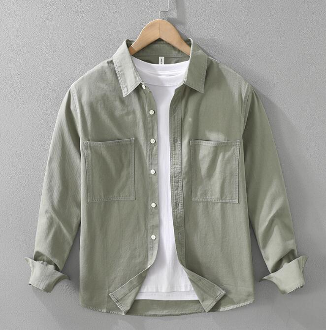 新入荷シャツジャケット ワークシャツ カーゴシャツ 長袖シャツ 春秋 メンズ カジュアルシャツ トップス 緑色 3XL選択拍卖