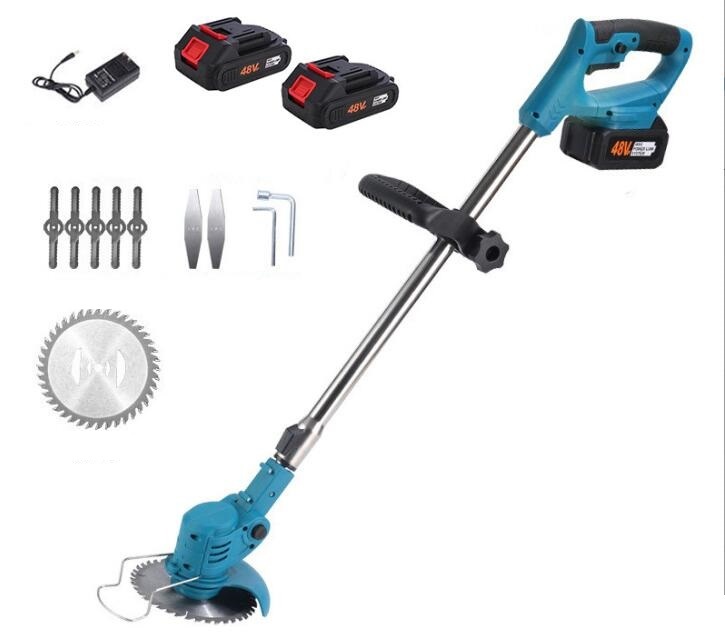 新入荷草刈り機 充電式草刈機 電動草刈り機 マキタ18vバッテリー互換 6インチ 48V大容量バッテリー2個搭載 伸縮 3種類の替え刃拍卖