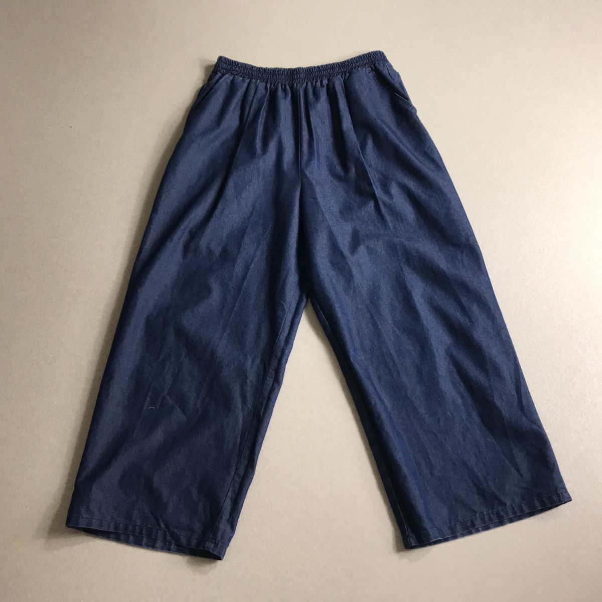 □ samansa mos2 サマンサモスモス デニムライク ワイドパンツ ウエストゴム拍卖