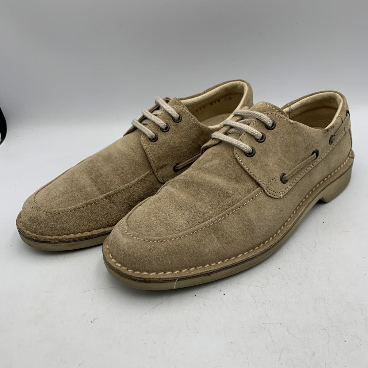 V773 大塚製靴 オオツカ Hush Puppies ハッシュパピー メンズ デッキシューズ ウォーキングシューズ 24.5cm EEEE ベージュ スエード 日本製拍卖