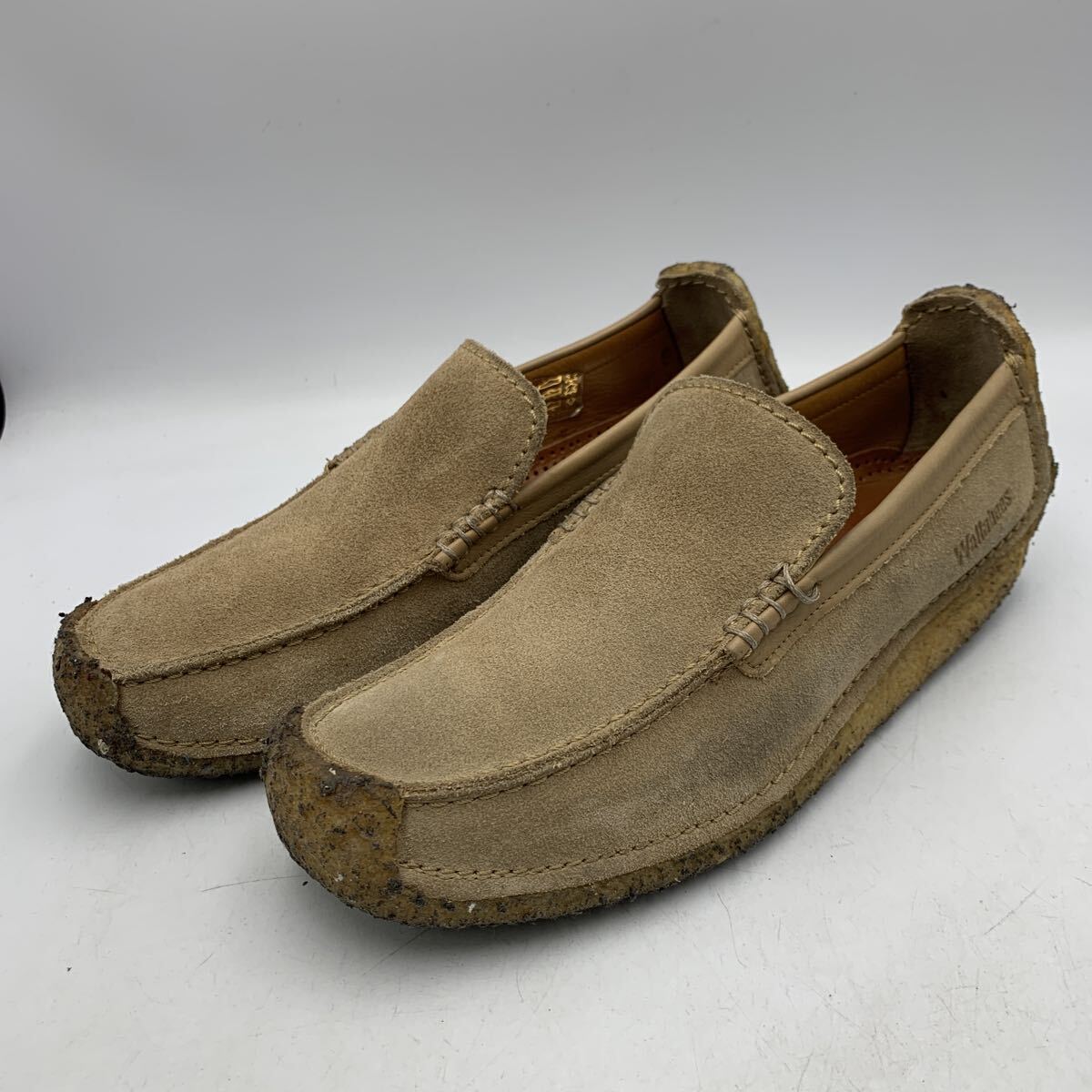 V856 Clarks クラークス WALLABEES ワラビー ブーツ シューズ US5 約 23cm ベージュ スエード クレープソール拍卖