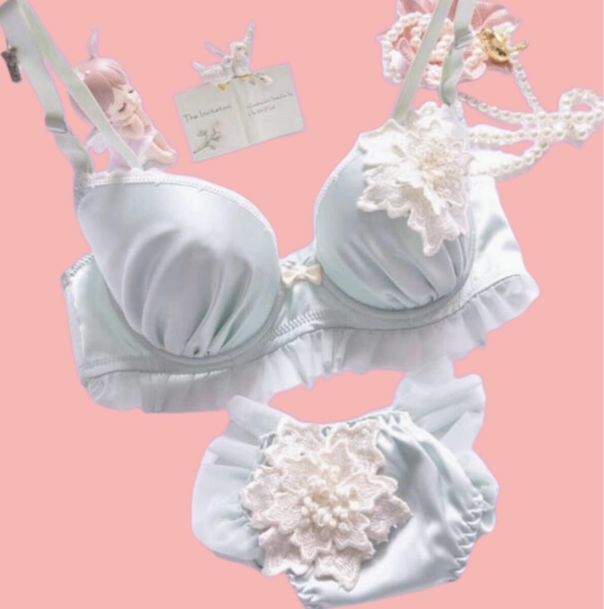 ◆新品◆ゴージャスなランジェリーB80ミント色ブラジョーセット拍卖