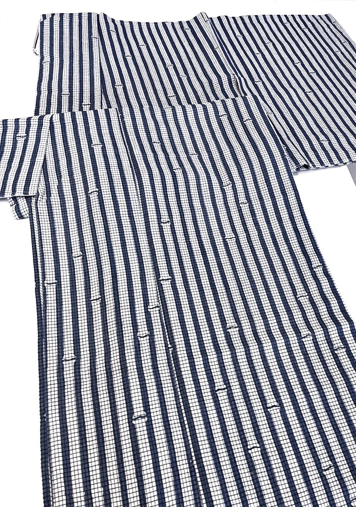 花とら●リサイクル浴衣 綿紅梅 型染 竹 リメイク 素材 着用可能 250917拍卖