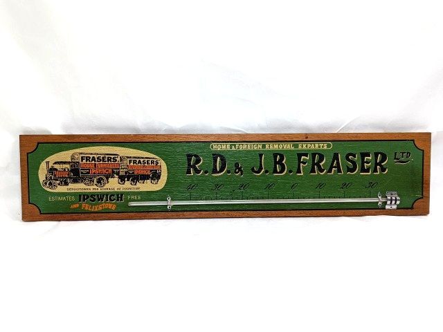 RD&JB FRASER 温度計 一体型 木製看板 長さ68cm/広告 宣伝 ノベルティ 当時物拍卖