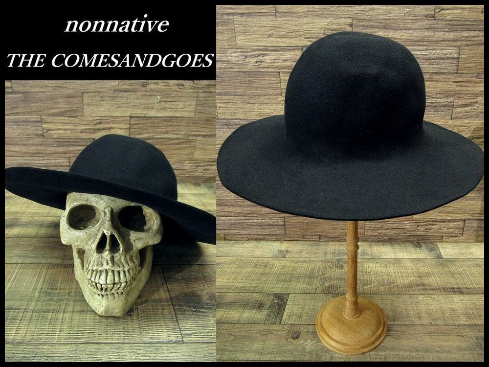 送無 美品 nonnative ノンネイティブ × COMESANDGOES コラボ LABORER HAT WIDE BRIM RABBIT FUR ラビットファー ワイド ブリム ハット 2拍卖