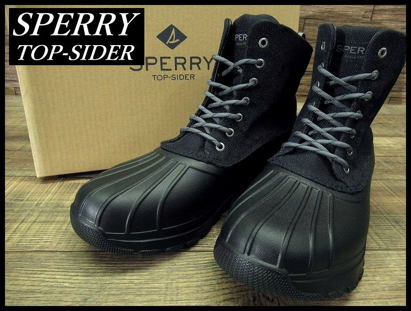 送無 新品 SPERRY TOP-SIDER スペリー トップサイダー STS24761 ダック フロート レースアップ 防水 軽量 レイン スノー ブーツ 黒 26.5 ①拍卖