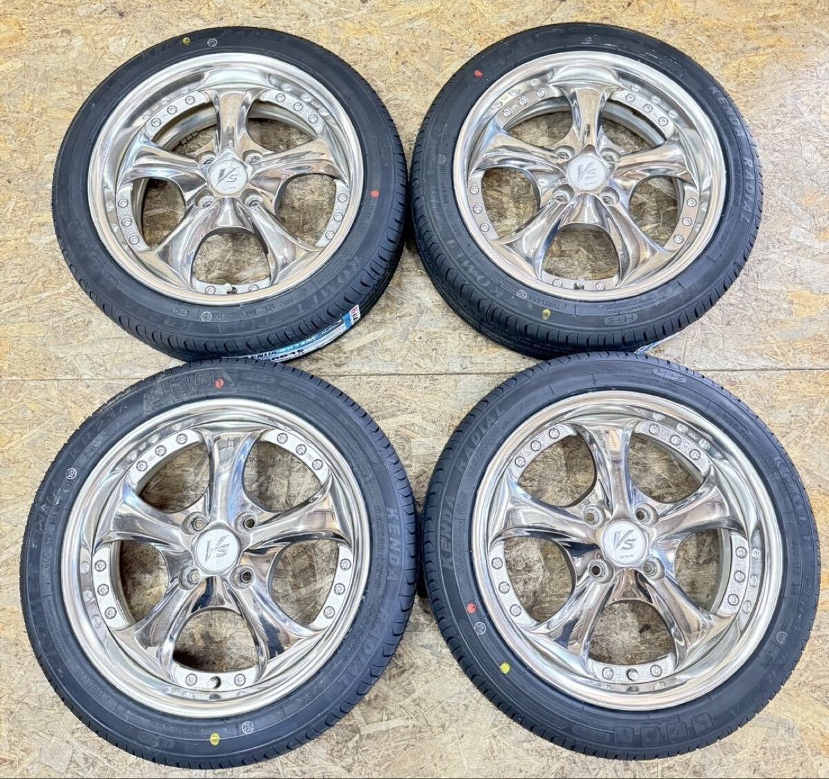 【希少!】WORK VS-KF 15インチ 6J+38 PCD100 4穴 4H 当時物 絶版 シビック ロードスター フィット ヴィッツ アクア キューブ bB メッキ拍卖