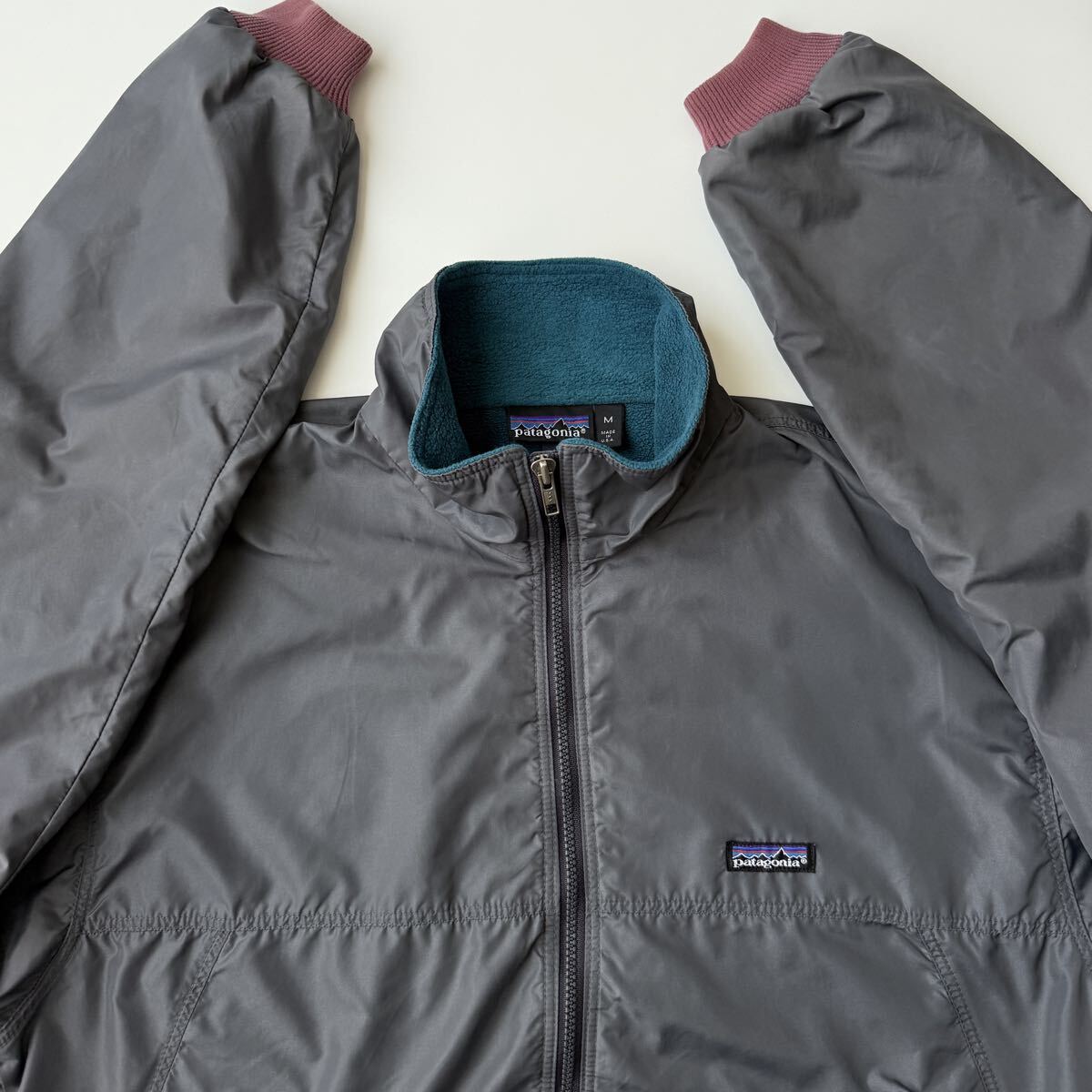 90s Patagonia パタゴニア シェルドキャプリーン ジャケット Mサイズ USA製 グレー ナイロンジャケット ビンテージ シェルドシンチラ拍卖