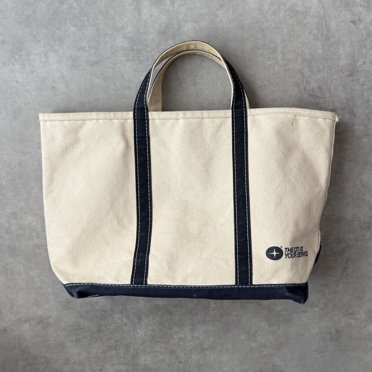 80s L.L.Bean エルエルビーン トートバッグ ギザタグ プリント USA製 BOAT AND TOTE キャンバス ビンテージ ネイビー 拍卖