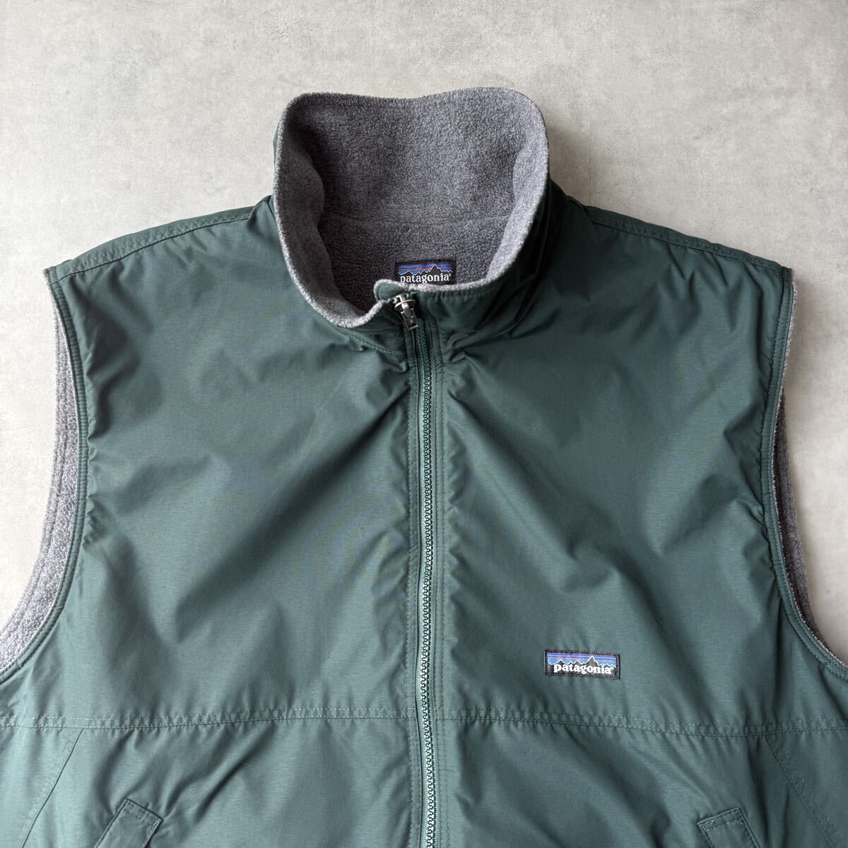 90s Patagonia パタゴニア シェルドシンチラ ベスト XL 深緑 ハンターグリーン 1996年 ナイロン フリース ジャケット拍卖