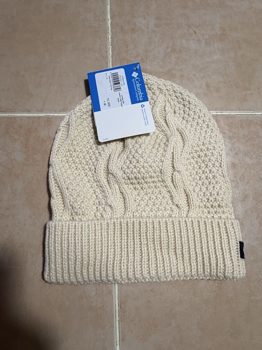 Columbia コロンビア ニットキャップ ホワイト     フリーサイズ  新品未使用品拍卖