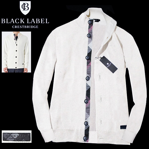 定価3万!新品 L(3) BLACK LABEL CRESTBRIDGE 羊毛ジャケット(ブルゾン)TYPE ニットカーディガン白■ブラックレーベル クレストブリッジ拍卖