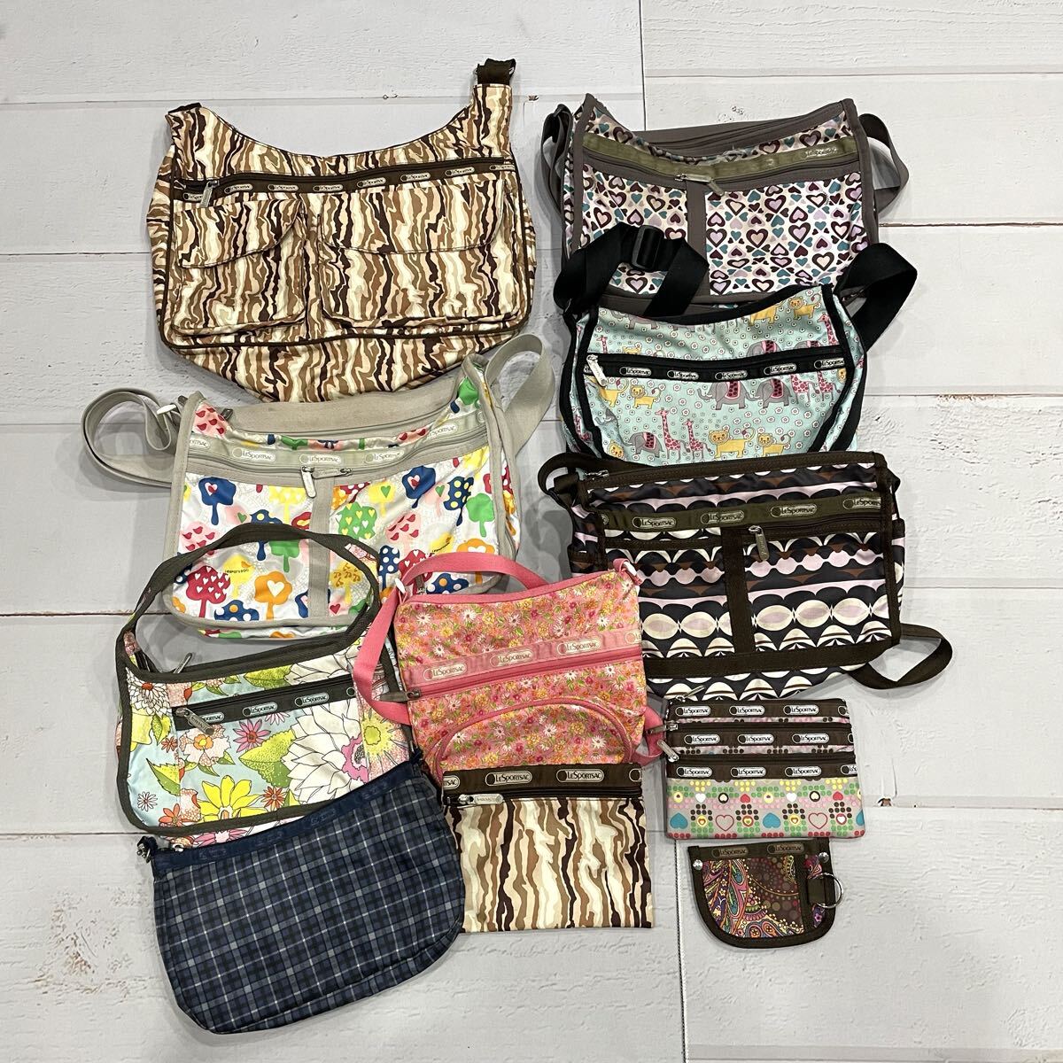 1円~ ○ まとめ売り '11点セット' LeSportsac レスポートサック ショルダーバッグ ハンドバッグ トートバッグ ポーチ 小銭入れ 卸売り拍卖