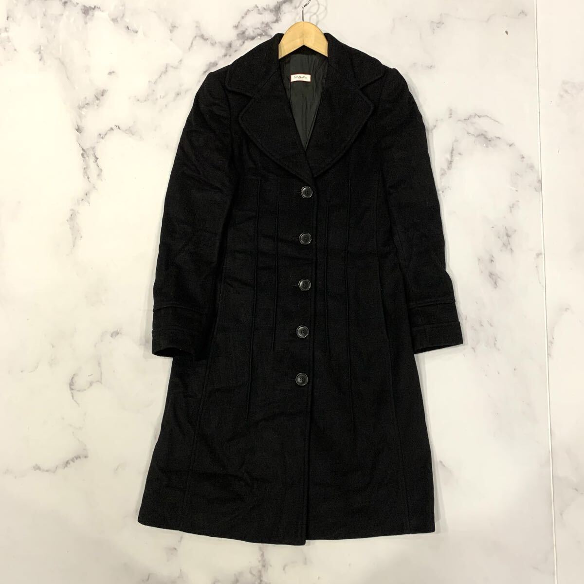 A3 ▼ 洗練されたデザイン 'アンゴラ混' MAX&CO マックスアンドコー ロング ステンカラーコート 40 レディース 婦人服 アウター拍卖