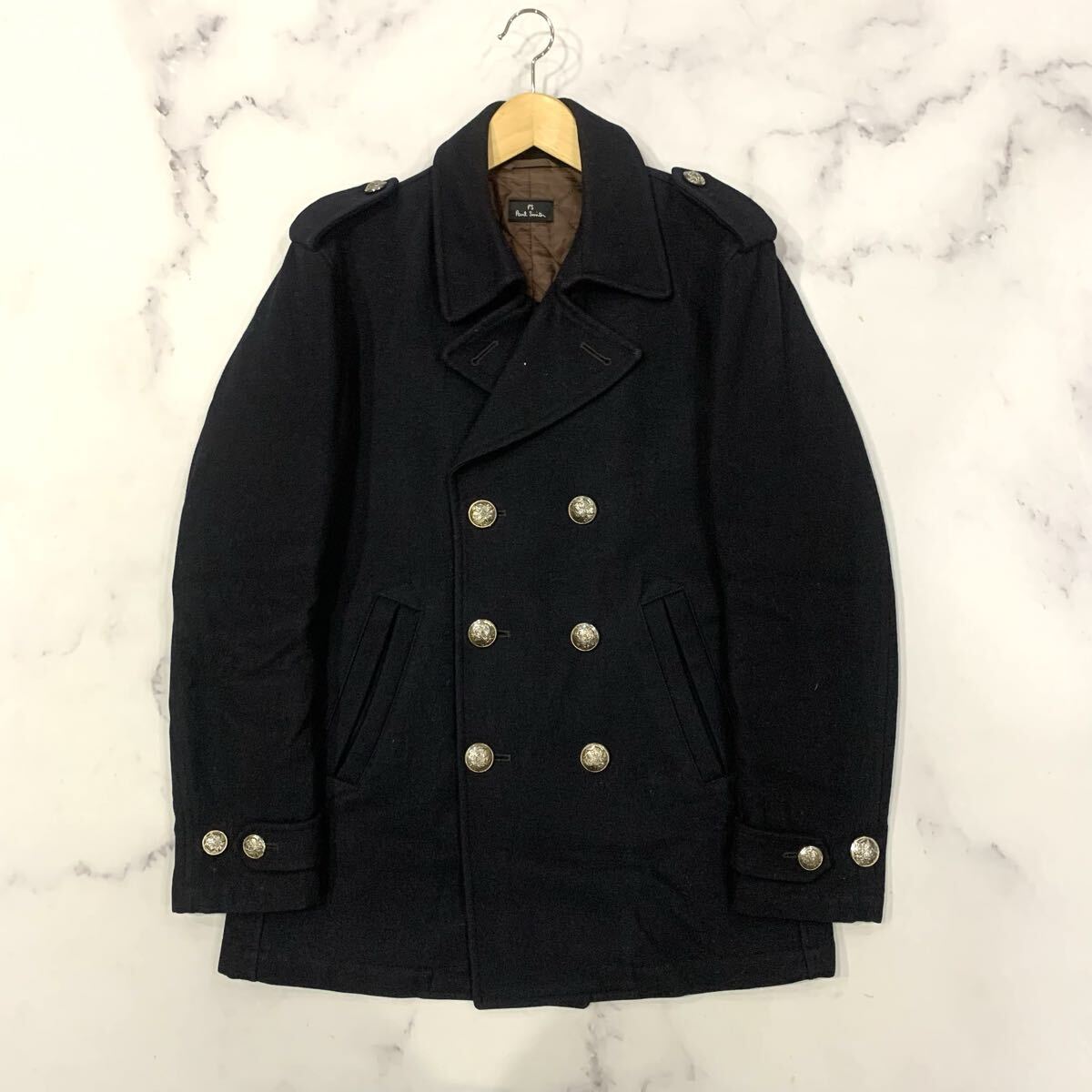 M ▼ 洗練されたデザイン 'カシミヤ混' Paul Smith ポールスミス Pコート / ピーコート M メンズ 紳士服 アウター拍卖