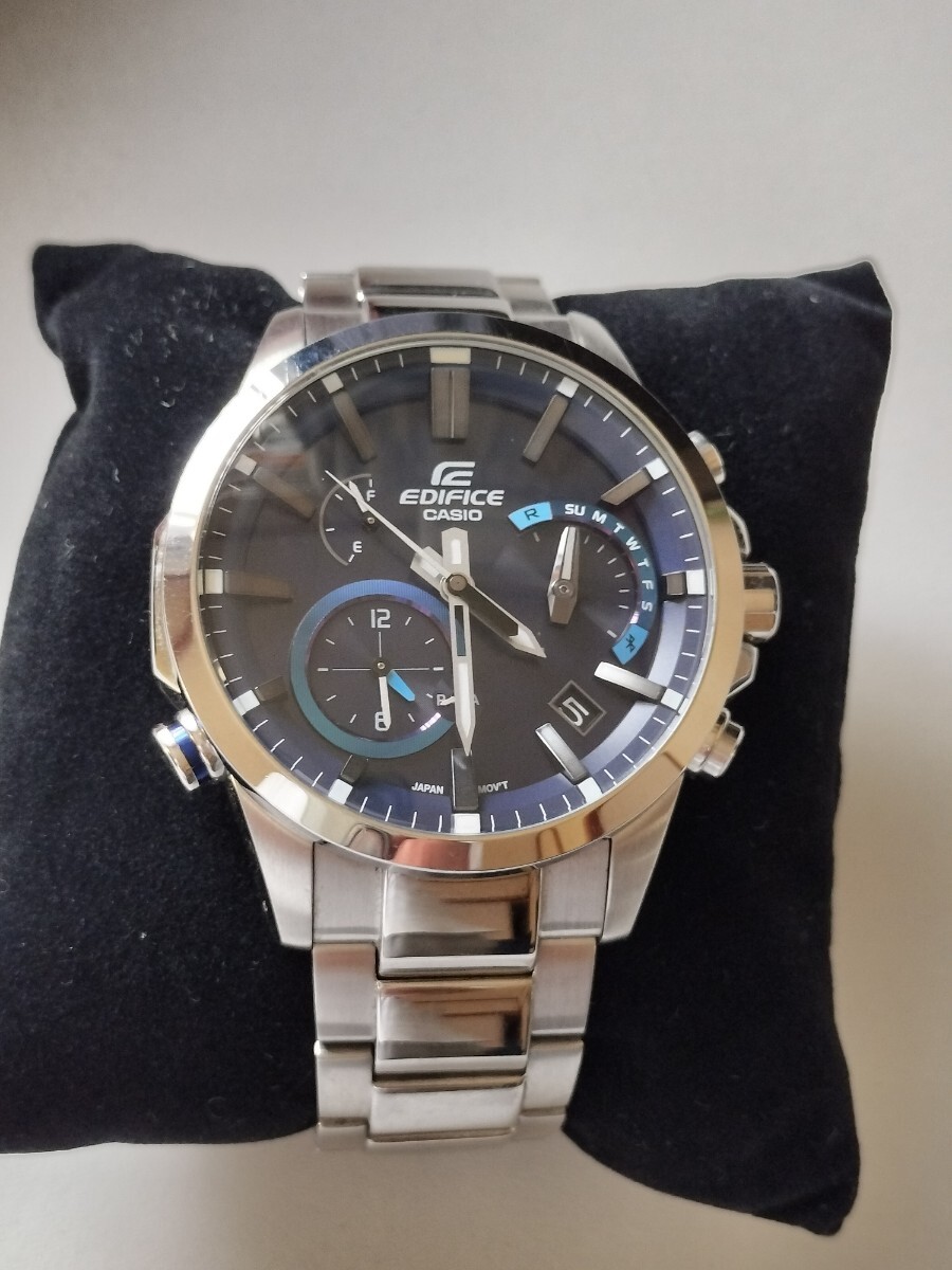 CASIO EDIFICE カシオ腕時計エディフィスEQB-700ブルー Bluetooth 電波ソーラー タフソーラー  ステン拍卖