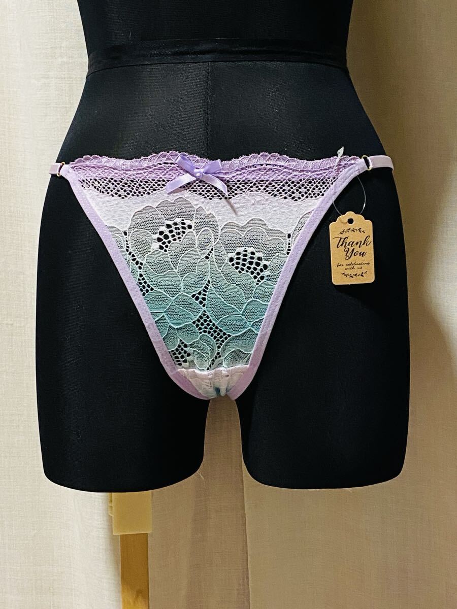 No824 ハイレグショーツ アジャスター付き S〜5Lサイズ 大きいサイズ 紫 緑 Tバック セクシー グラデーション拍卖