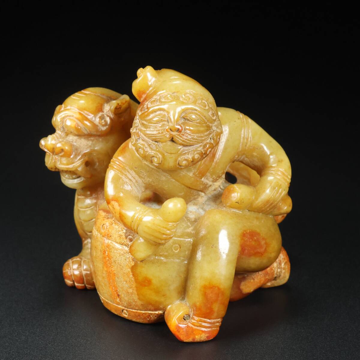 *珍品旧蔵* 清 玉彫 和田老玉 藝人 置物 極細工 中国古玩 骨董品 古美味 H410拍卖
