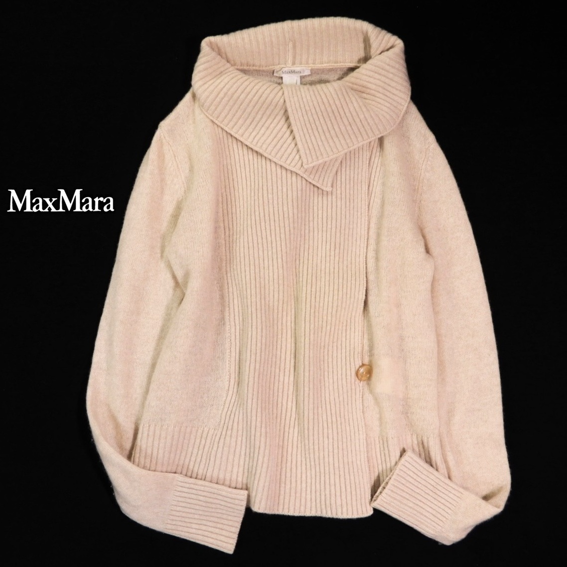 マックスマーラ Maxmara カシミヤ ウール デザイン ニット カーディガン S拍卖