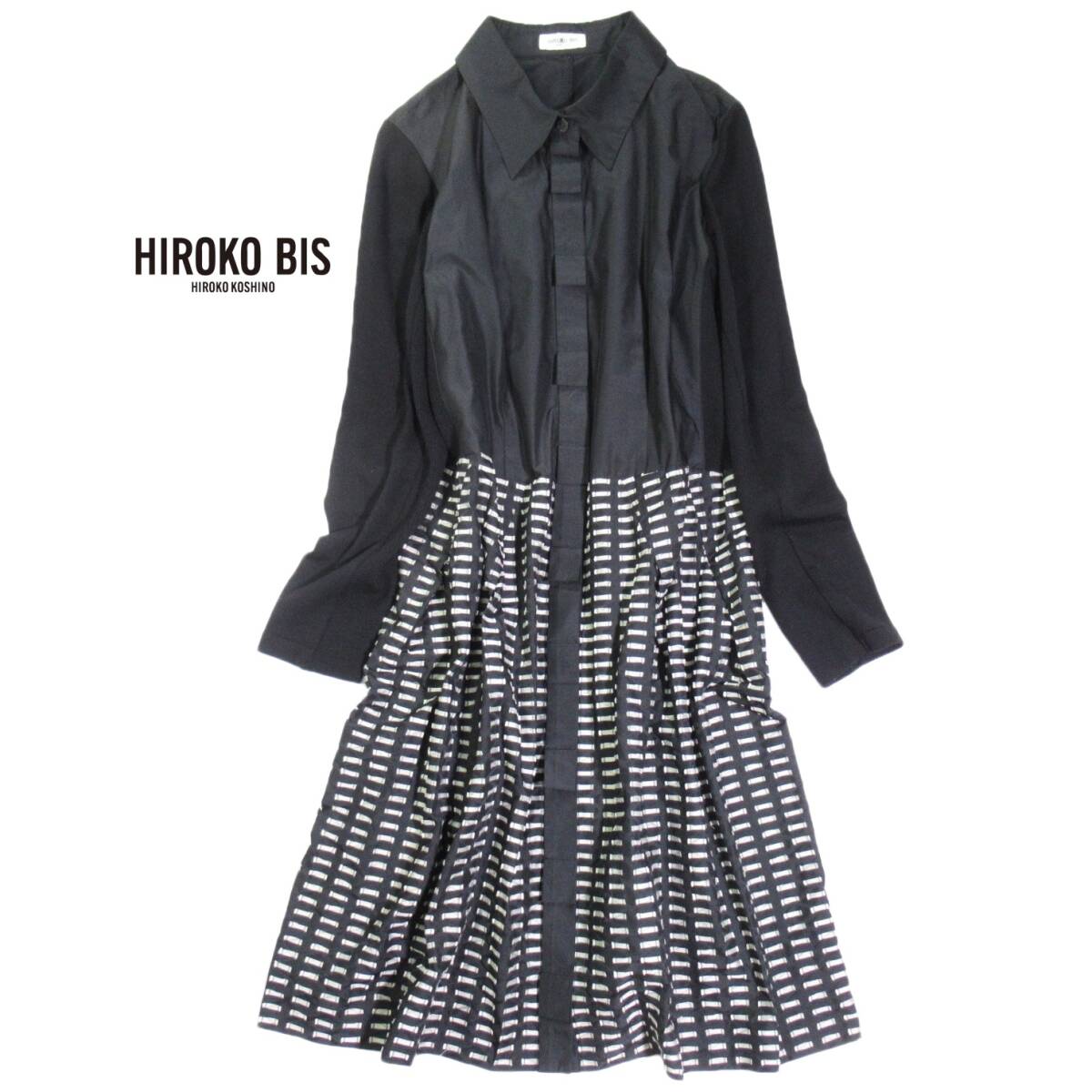 ヒロコビス HIROKO BIS ヒロココシノ 大きいサイズ 15AB 異素材 切り替え ワンピース 拍卖