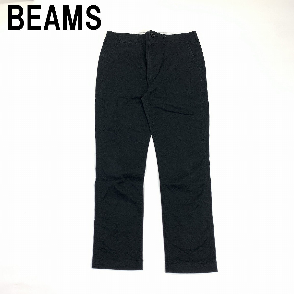 BEAMS ビームス チノパン ストレートパンツ 綿 コットン 紺 ネイビー L YC1139拍卖