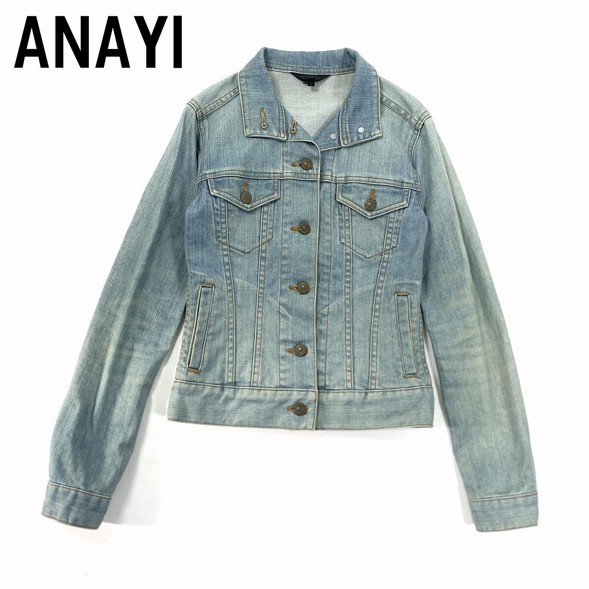 ANAYI アナイ Gジャン デニムジャケット 綿 コットン 淡色 青 水色 ライトブルー 36 YC1308拍卖