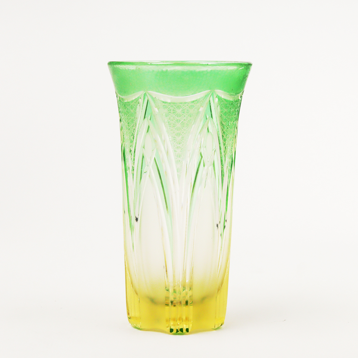 n074 華硝流 熊倉隆一 江戸切子 糸菊つなぎ 華吹雪紋 ビールグラス 140ml 酒器拍卖