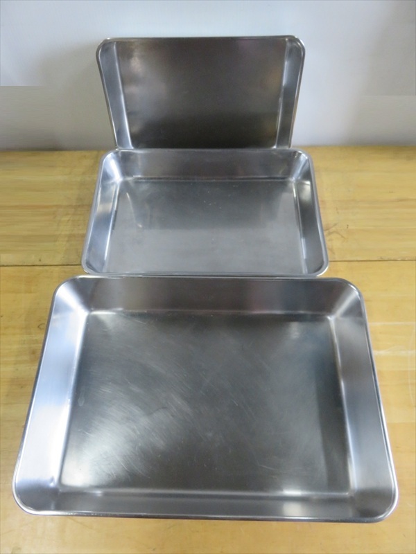 ●18-8 ステンレス 深型角バット 6枚取/8枚取/10枚取 計3点セット 厨房機器 厨房小物 ステンレスバット 業務用 店舗用品●拍卖