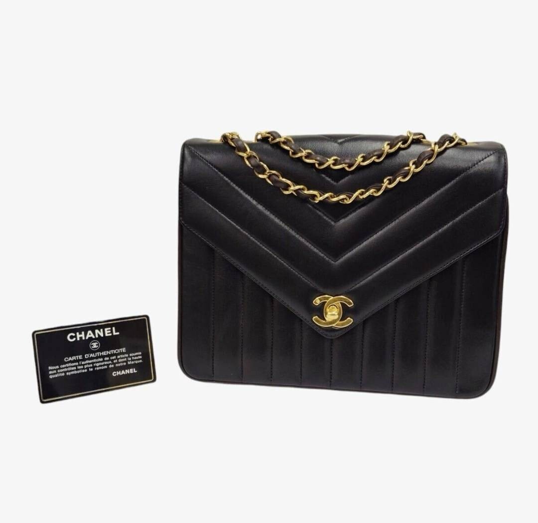 R2-00754 【美品】CHANEL 2526635 シャネル マドモアゼル Vステッチ ショルダーバッグ チェーンバッグ ラムスキン ココマーク 200拍卖
