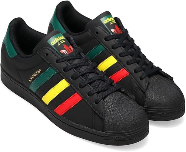 送料無料 23.5cm● 定価16500円 adidas SUPERSTAR アディダス スーパースター スニーカー IH3121 黒 赤 黄 緑拍卖