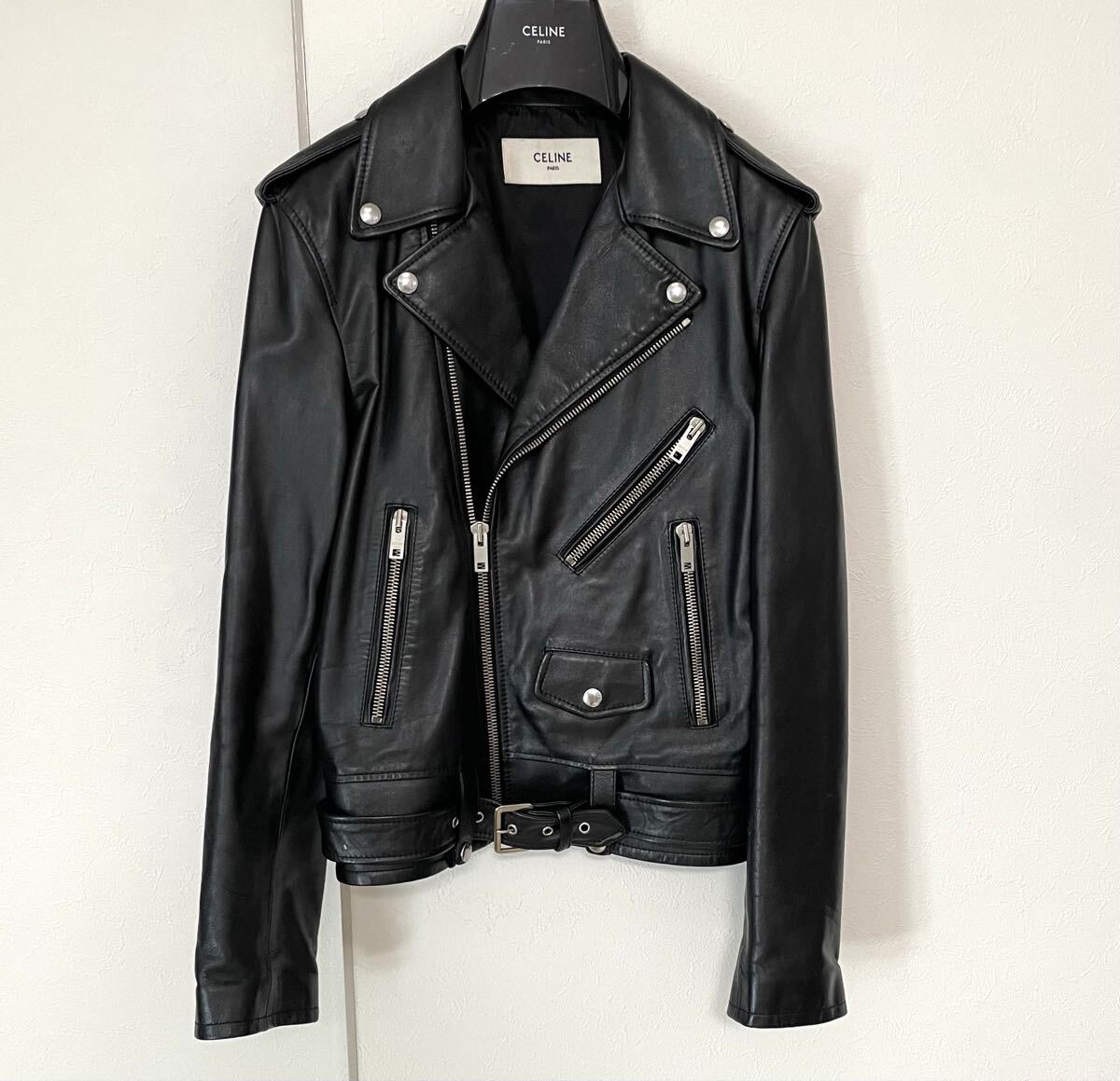 19AW CELINE クラシックバイカー レザーライダースジャケット 44 セリーヌ エディスリマン拍卖