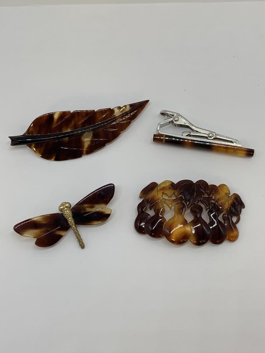 【E/K981883】べっ甲 アクセサリー タイピン ブローチ等 4点セット拍卖