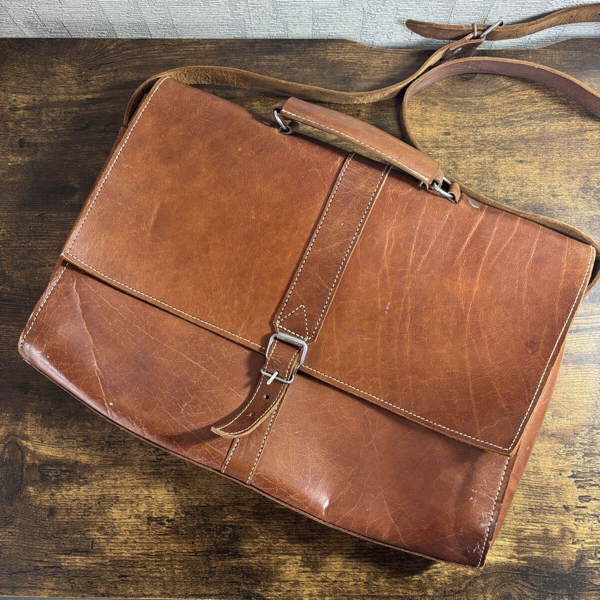レザー 本革 革 バッグ ビジネスバッグ ショルダーバッグ 通勤 通学 古着コーデ ヴィンテージ 拍卖
