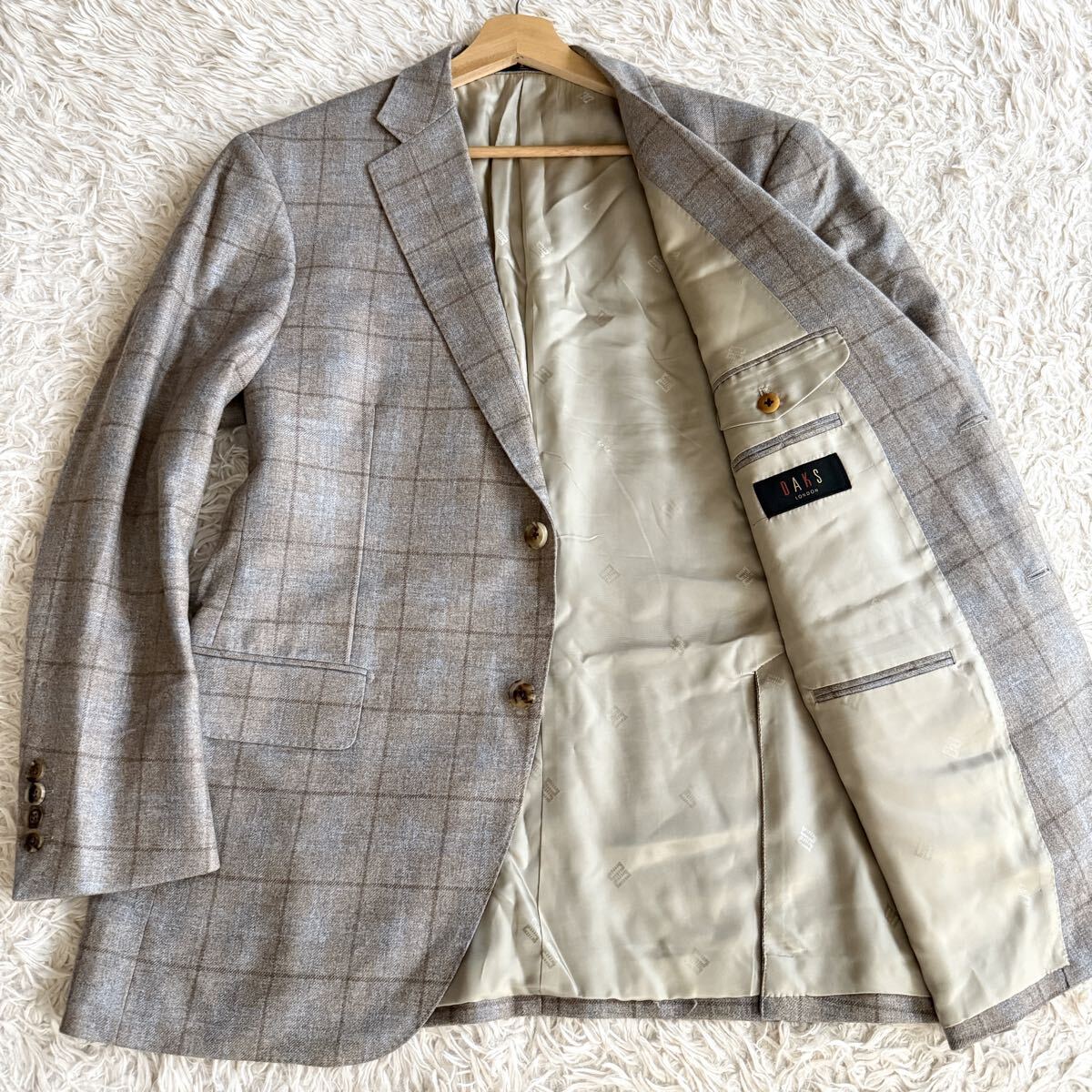 【驚愕】カシミヤ95%!&シルク素材 DAKS ダックス ★大きめ テーラードジャケット メンズ 98-88-175 AB6 XL相当 オンワード樫山 日本製拍卖