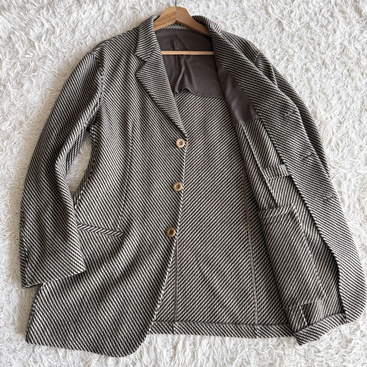 【数回着用美品】 ARMANI COLLEZIONI アルマーニ ★カシミヤ50%! アンコン テーラードジャケット メンズ 50 L〜XL相当 マルチカラー拍卖