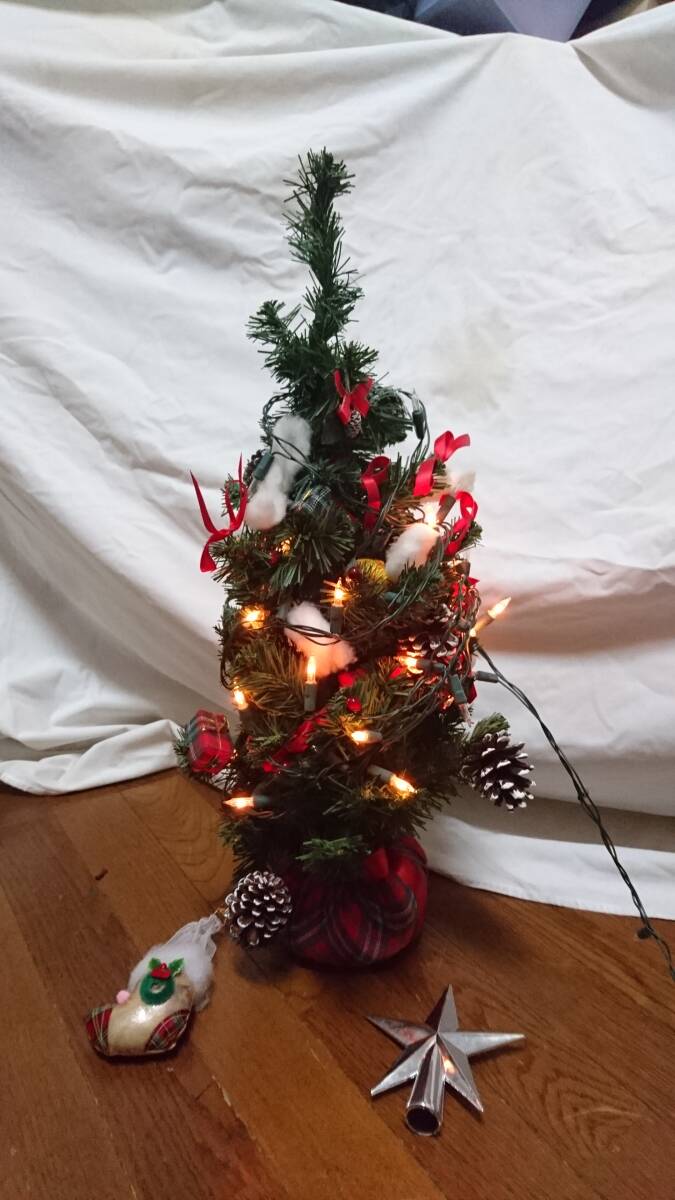 【雑貨】 クリスマスツリー 高さ:65cm 箱あり イルミネーションランプ点滅確認済み拍卖