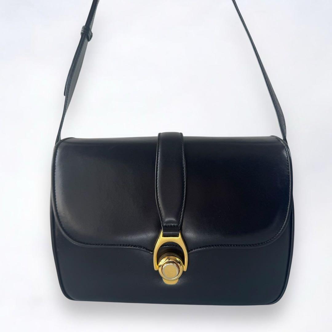 訳あり美品 417 Limberti リムベルティ ヴィンテージ イタリア製 本革 ショルダーバッグ Shoulderbag かばん 鞄 レザーバッグ ブラック拍卖
