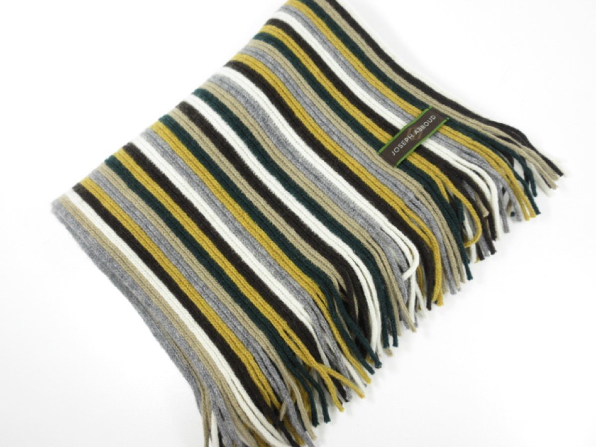 超美品【ジョセフアブード JOSEPH ABBOUD】 編み柄 ロングフリンジマフラー ストール (メンズ) マルチカラー イタリア製 ◇33ME7831◇拍卖