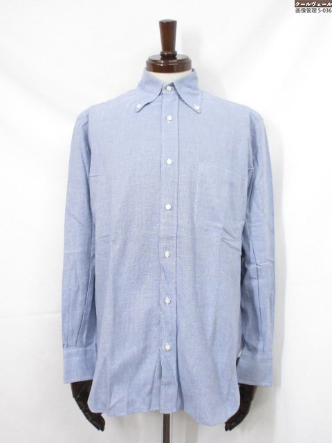 【LUIGI BORRELLI ルイジボレッリ】コットン100% ボタンダウン 織柄 長袖シャツ (メンズ) size38/15 ネイビー系 伊製 ◇17MK6172◇拍卖