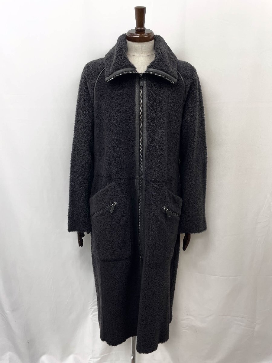 超美品【ジョルジオアルマーニ】BSL01P BSP10 最高級黒ラベル ロング丈 ジップアップムートンコート(メンズ)44 黒~グレー 伊製◇17HR3810拍卖