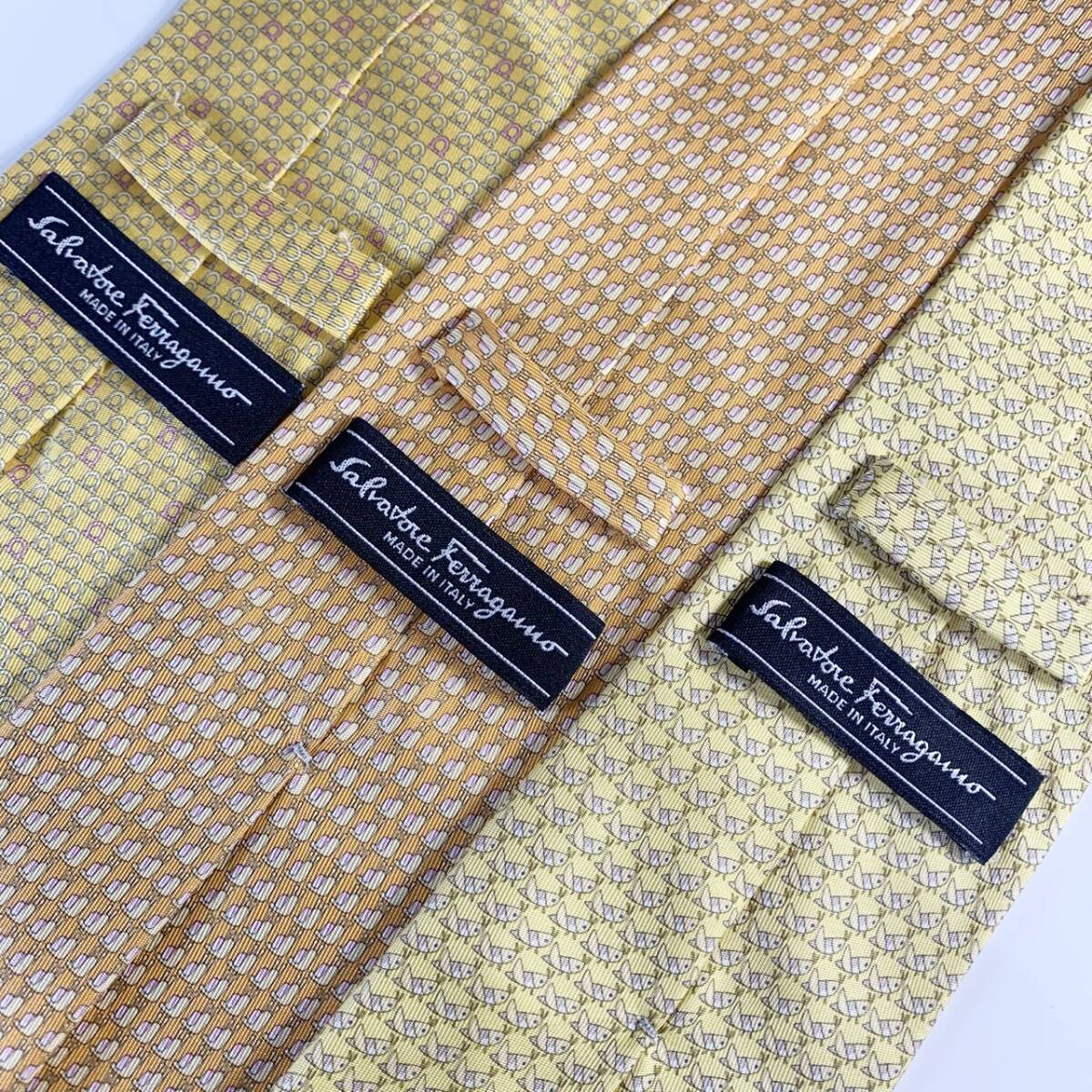 usH-3445【Salvatore Ferragamo/サルバトーレフェラガモ】メンズネクタイ3本セット イタリア製 シルク ブランドネクタイ 中古・現状品拍卖