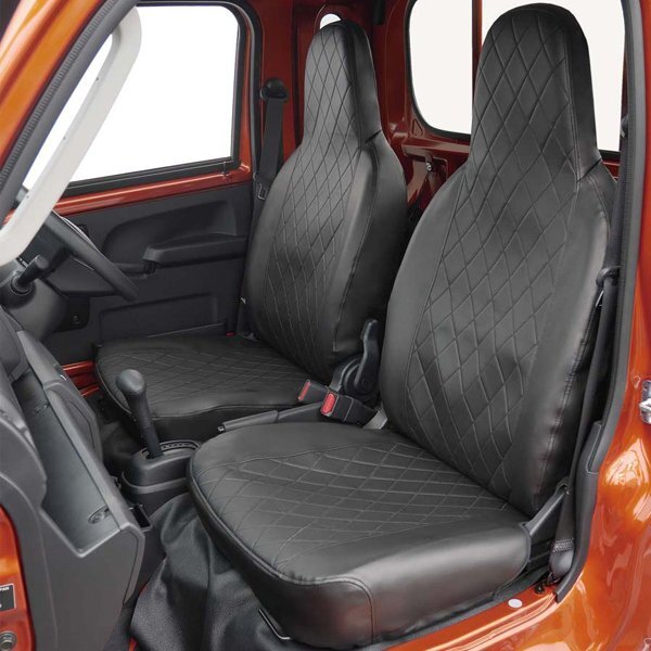 ダイハツ 軽 S500P S510P HIJET ハイゼット トラック ジャンボ 専用 キルト レザー シートカバー 2枚組 セット 黒レザー 黒ステッチ拍卖