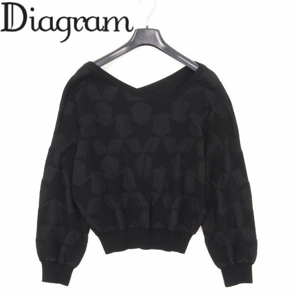 【KA329】美品◆Diagram ダイアグラム グレースコンチネンタル スターJQニットトップ セーター 黒 ブラック 36拍卖
