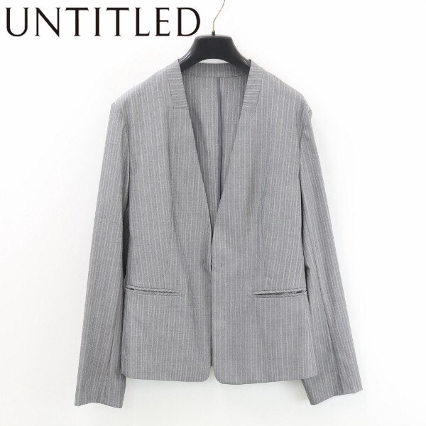 【KA346】新品◆UNTITLED アンタイトル × RIOPELE社 ストライプ柄 カラーレス ジャケット グレー 4拍卖