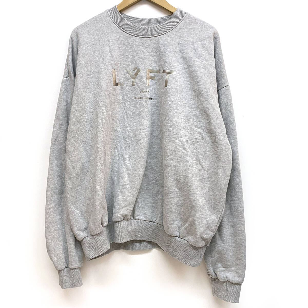 tu130 LYFT リフト クルーネック スウェット トレーナー ロゴ グレー サイズL メンズ ※中古拍卖