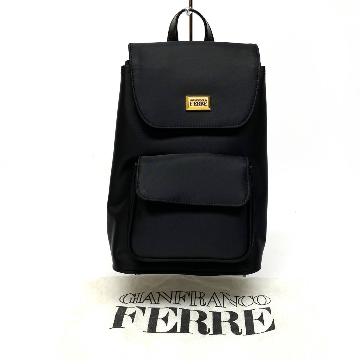 tu148 GIANFRANCO FERRE ジャンフランコ フェレ バックパック リュックサック ブラック ※中古拍卖