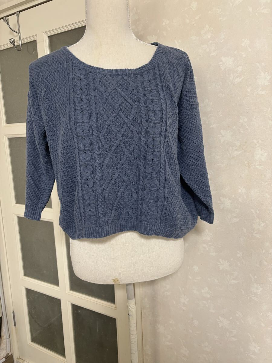 DEICY デイシー ブルー ケーブル編み クロップドニットセーター Fサイズ拍卖